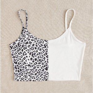 Cropped contrast leopard cami